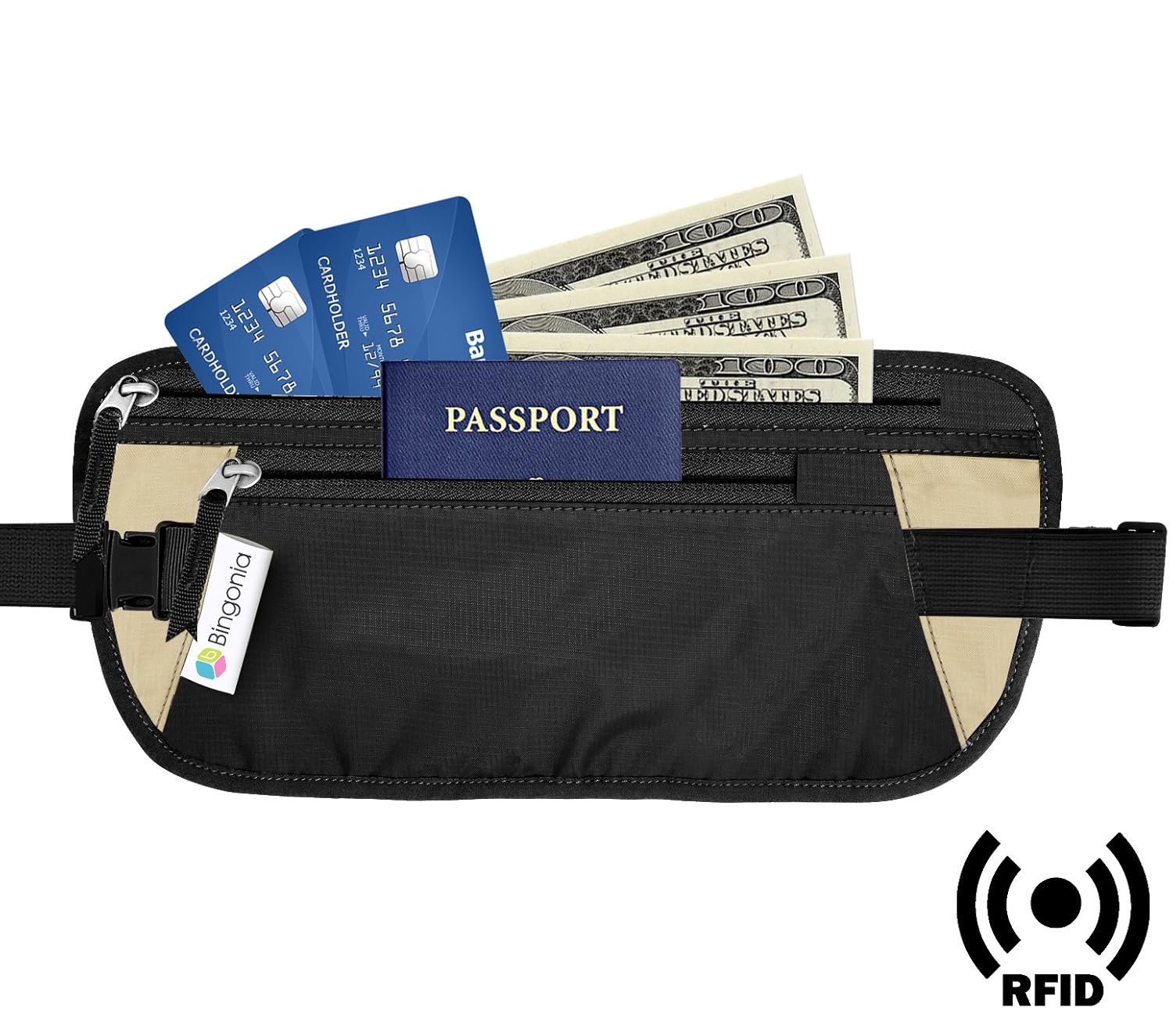 Money Belt Travel Wallet RFID Blocking Wallet Hidden Travel Wallet
