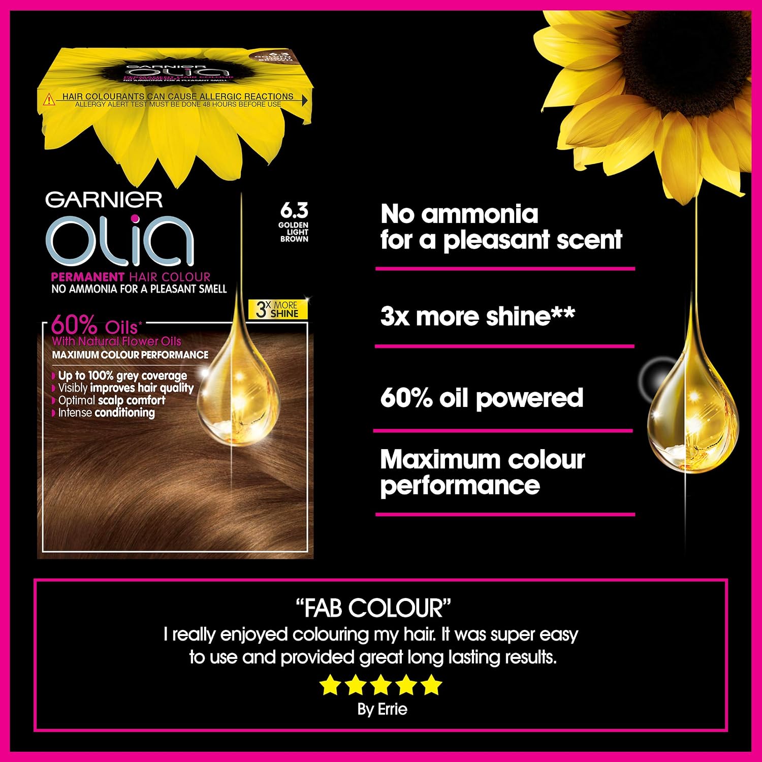Garnier Olia 6.3 Golden Light Brown Permanent Hair Dye - Image 3