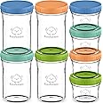 KeaBabies 4pk 8oz & 4pk 4oz Glass Baby Food Containers with Lids - Leak-Proof, Microwavable Small Glass Jars, Baby Purees & Toddler Snack Storage Containers, BPA-Free, Dishwasher & Freezer Safe (Kea)