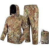 WINWAY Rain Suit Rain Gear for Men Waterproof Camo Rain Jecket Lightweight Raincoat Hood for Outdoor Protection Hiking