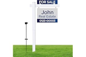 BOLDWORKS Real Estate Sign Posts Real Estate Signs Holder Realtor Sign Colonial Post 6ft Tall Made of Vinyl PVC Holds for Sale Yard Signs Up To 24 Inch