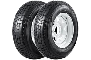 ST205/75D14 Trailer Tire and Wheel Assembly, Load Range C 6PR, 5 Lug 14" White Modular Rim, Heavy Duty Tires for Utility, Boa