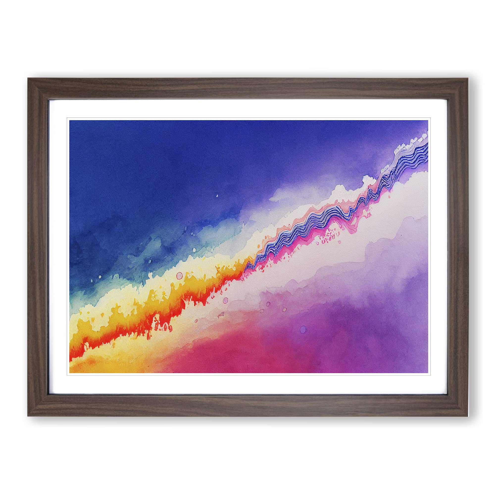 Audio Soundwaves Watercolour Abstract Framed Print | A4 Walnut Framed Wall Art | Ready to Hang | Abstract Historical Picture | Living Room Bedroom Lounge Office