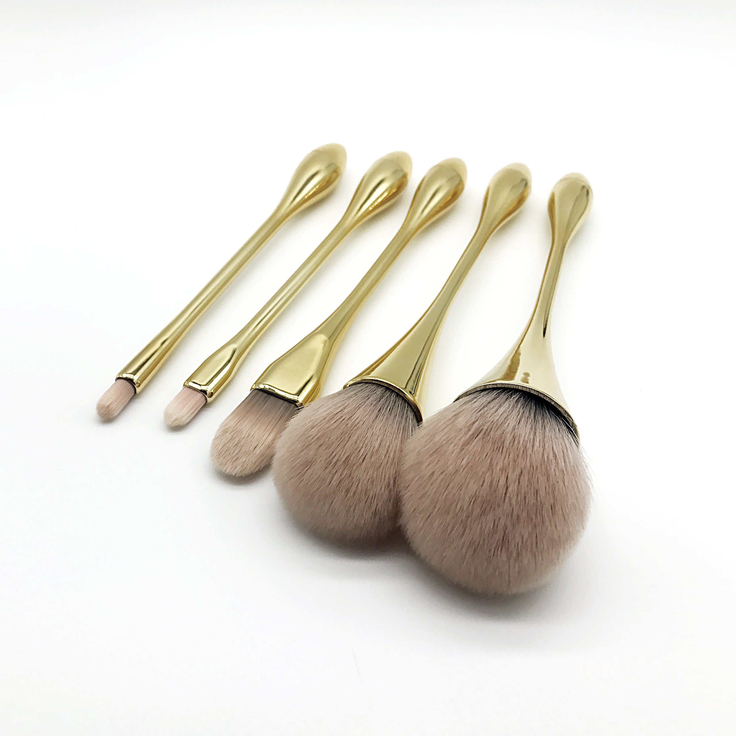 YoTruth 5 pcs Premium Comestic Brushes set Foundation Blending Blush Eyeliner Face Powder Brush Soft Comfortable Skin-friendly Gloden