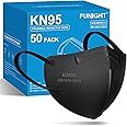 Funight KN95 Face Masks 50 Packs 5-Ply Breathable Filter Efficiency≥95% Protective Cup Masks Disposable Black