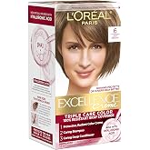 L'Oreal Paris Excellence Cr&egrave;me Permanent Hair Dye, Triple Care Hair Color with Hyaluronic Acid for 100% Gray Coverage, 6 Light Brown, 1 Kit (Packaging May Vary)