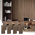 Acoustic Wood Slat Panels for Wall and Ceiling, 8 Pcs Soundproof Wooden Boards, 3D Noise Sound Dampening Decoration 23.62"x11.22”- Walnut