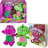 Barney’s World Toddler Toys by Fisher-Price, 9 inch Barney & Baby Bop plushes with Story Book for Cuddling up at Reading time, Kids Ages 2+ Years (Amazon Exclusive)