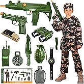 MSKOLER Army Costume for Boys, Halloween Costumes for Kids, Military Costumes with Accessories, Dress up with Equipment, Military Accessories Uniform, Gift Toys for Kids 3-12 (Medium)