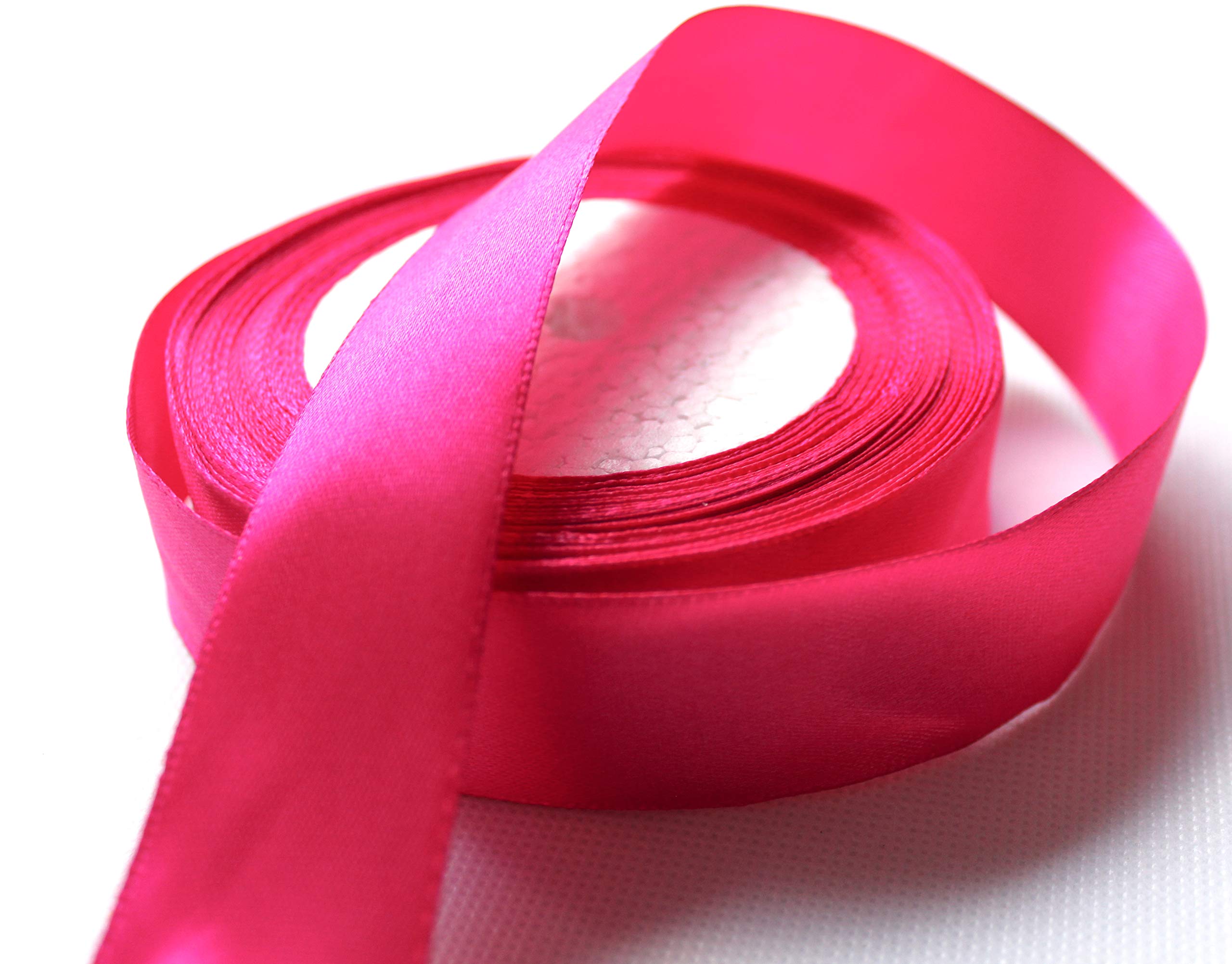 CaPiSo 22 m Satin Ribbon 25 mm Width 2.5 cm Gift Ribbon Decorative Ribbon Christmas Wedding Fuchsia 22 m