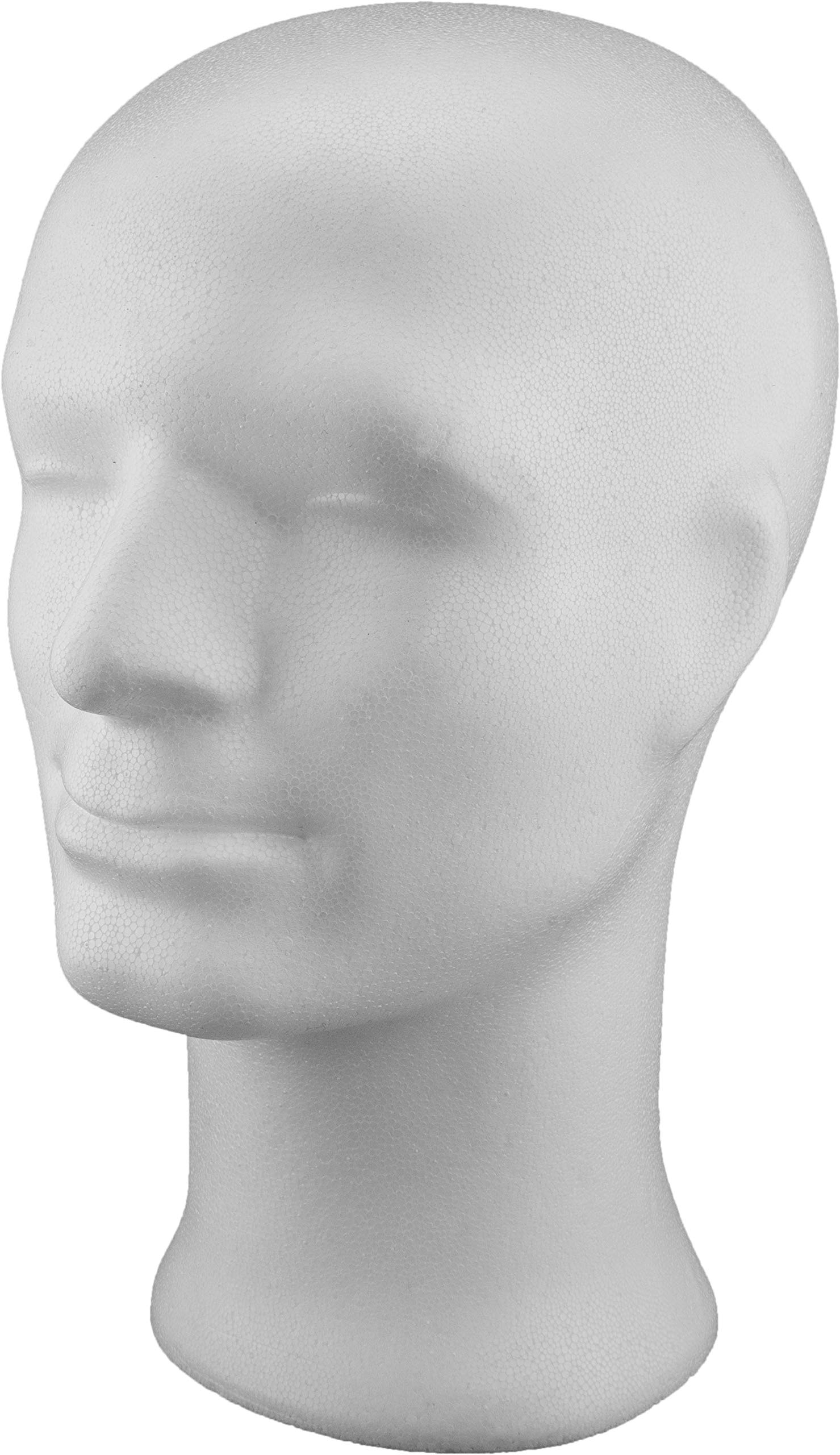 MCE-Commerce A33M8693 Styrofoam Head Man, Height 300 mm, Polystyrene (PS), White, 300 x 210 x 170 mm