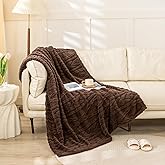 YUSOKI Sherpa Large Throw Blanket Single Layer,Light Weight(1.7lb),370GMS-3D Stylish Design for Gift Home Decor (Brown,50"x65")
