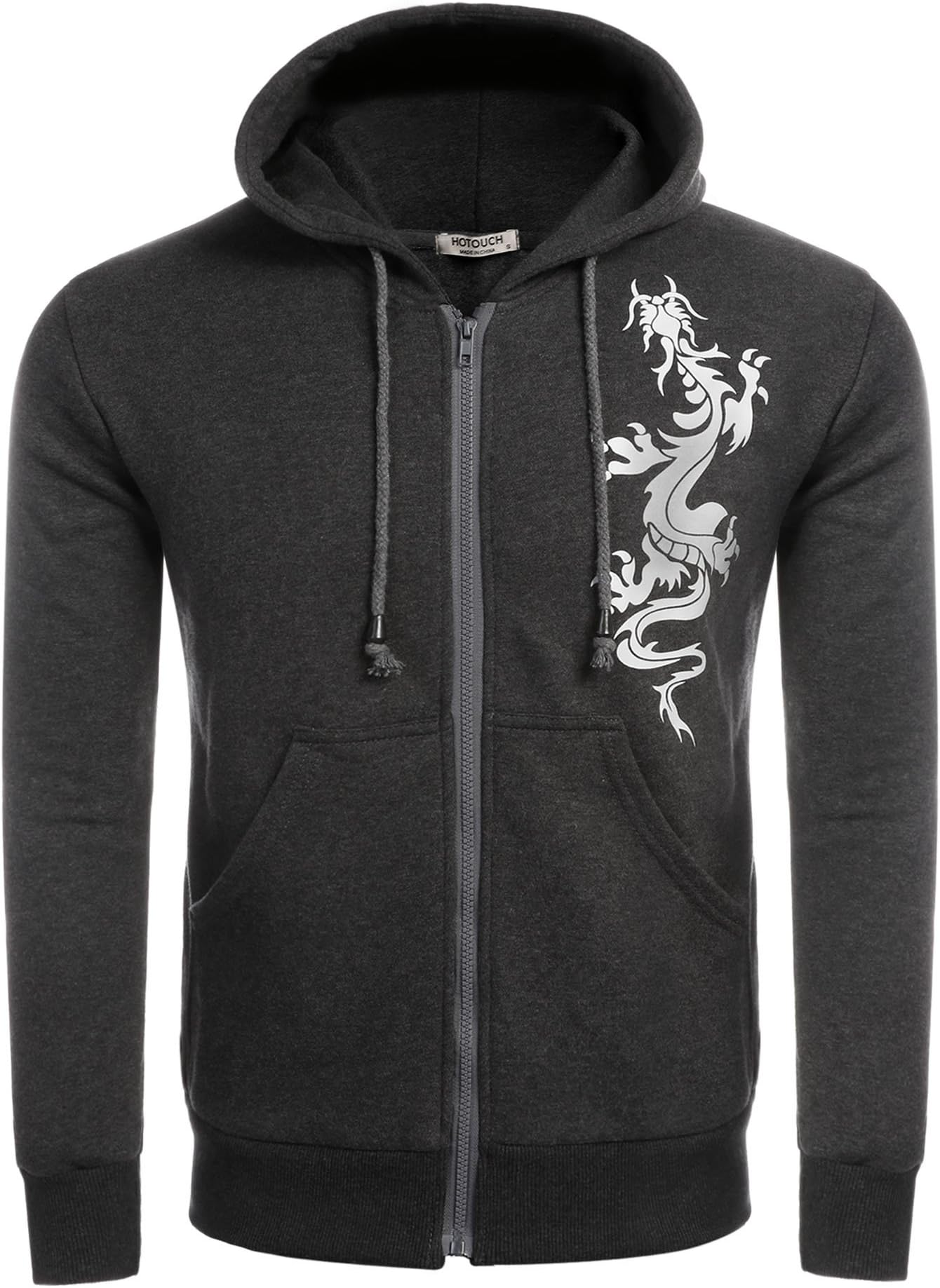 Hotouch Men's Full Zip Front Jacket Stand Collar Lightweight Thin Jackets with Pockets