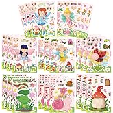 24 PCS Fairy Stickers for Kids, Make a Face Sticker, Make Your Own Stickers | with 8 Unique Designs Fairy, Frog, Mushroom, Birthday Party Favors for Girls , Goodie Bags, DIY Crafts