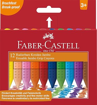 Giz apagável jumbo grip faber-castell 122540, caixa com 12