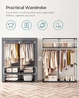 SONGMICS Clothes Wardrobe Portable Fabric Wardrobe 2 Hanging Rails 140x43x174 view 3