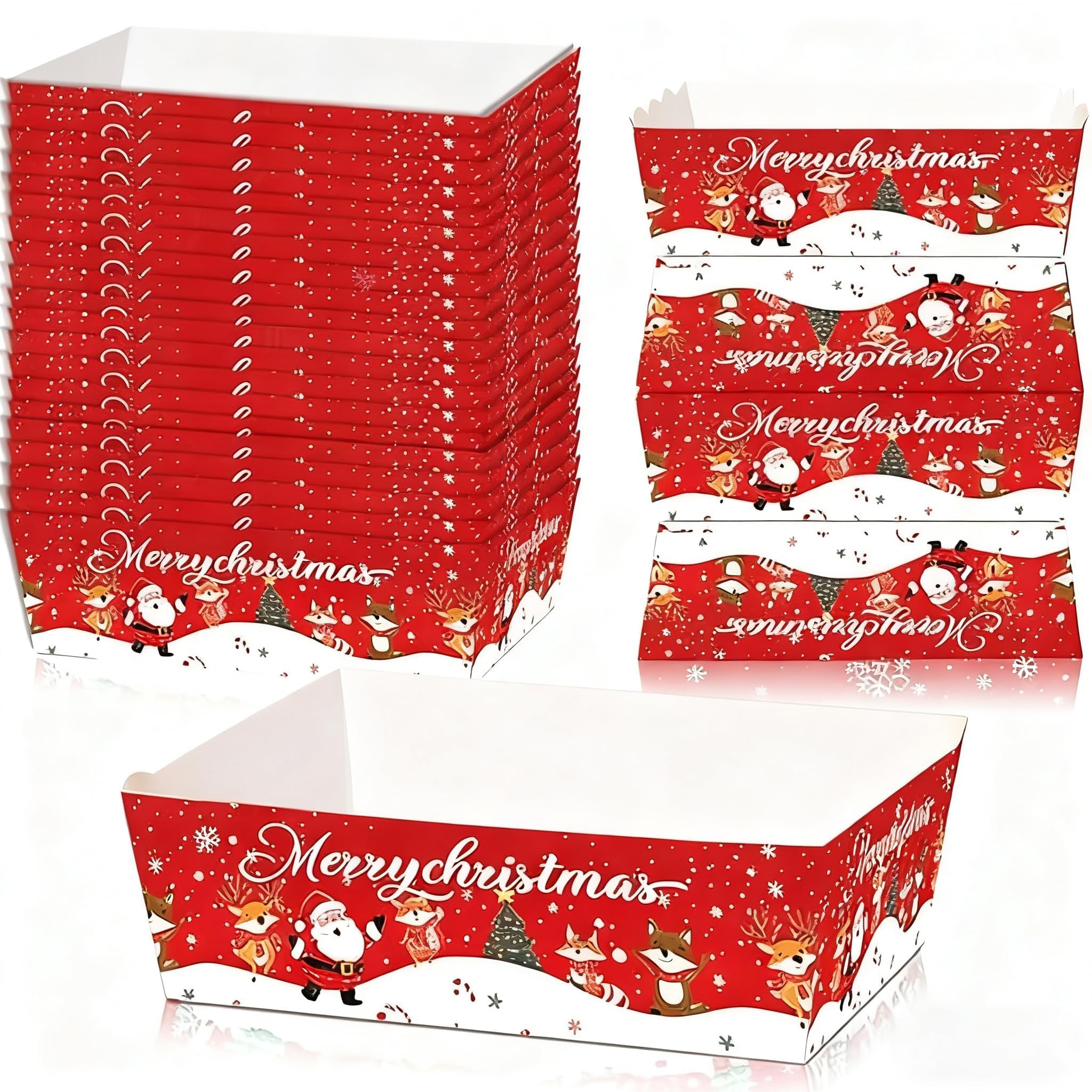 Photo 1 of 10-Piece Christmas Snack Tray, Disposable Paper Party Tray for Holiday Snacks, Christmas Party Tableware