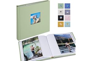 1DOT2 Small Photo Album 5x7 Hold 50 Vertical Photos with Memo Slip-in Pockets, Mini Linen Cover 5x7 Photo Albums with Writing Space for Wedding Baby Family Picture Book Sage Green
