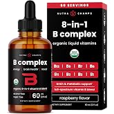 USDA Organic Vitamin B Complex Liquid Drops Sublingual B12 Methylcobalamin | B1, B2, B3, B5, B6, B7, B9 | Methylated B Vitamins Complex for Women &amp; Men | Biotin, Niacinamide, Folate &amp; Folic Acid, 2oz