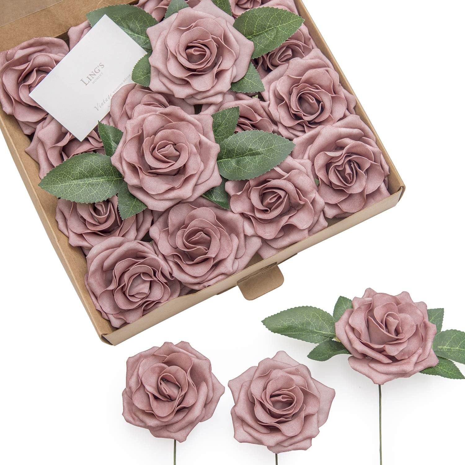 Ling's moment Rose Artificial Flowers 16pcs Realistic Dusty