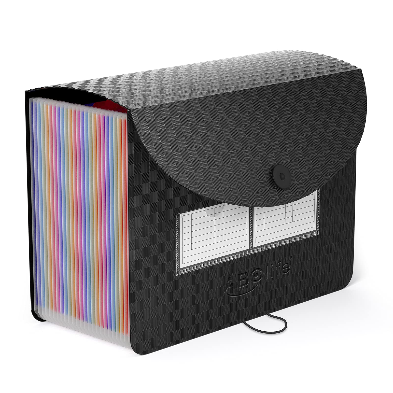 ABC life 26 Pockets Accordion File Organiser Expanding File Folders, Portable A4 Document Filing Box, Plastic Monthly Receipt Paperwork Organiser, Expandable Accordian Folder with Colored A-Z Tabs