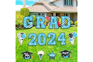 CINIQY Graduation Decorations Class of 2024,14 Pieces Congrats Grad Party Yard Signs With Stakes,Waterproof Graduation Lawn Outdoor Decoration for College, Grad, Class of 2024