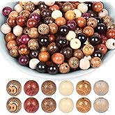 210pcs Wooden Beads for Crafts, Vintage Round Natural Wood Hair Bead, Wood Beads for Jewelry Making,Beads for Crafts,8mm Colorful Loose Spacer for Macrame Necklace Bracelet DIY Handmade Decor