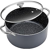 BEZIA 10 Quart Cooking Pot, Large Non Stick Induction Stock Pot with Lid, All Stove Compatible, 10 QT Aluminum Soup/Stew Pot 
