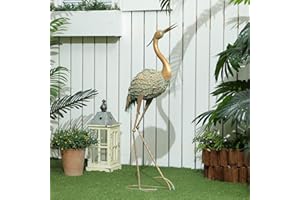 Outsunny Garden Statue Heron, Standing Lawn Sculpture 35.4", Steel Garden Decor Bird Decoration Statue Ornament with Stakes f
