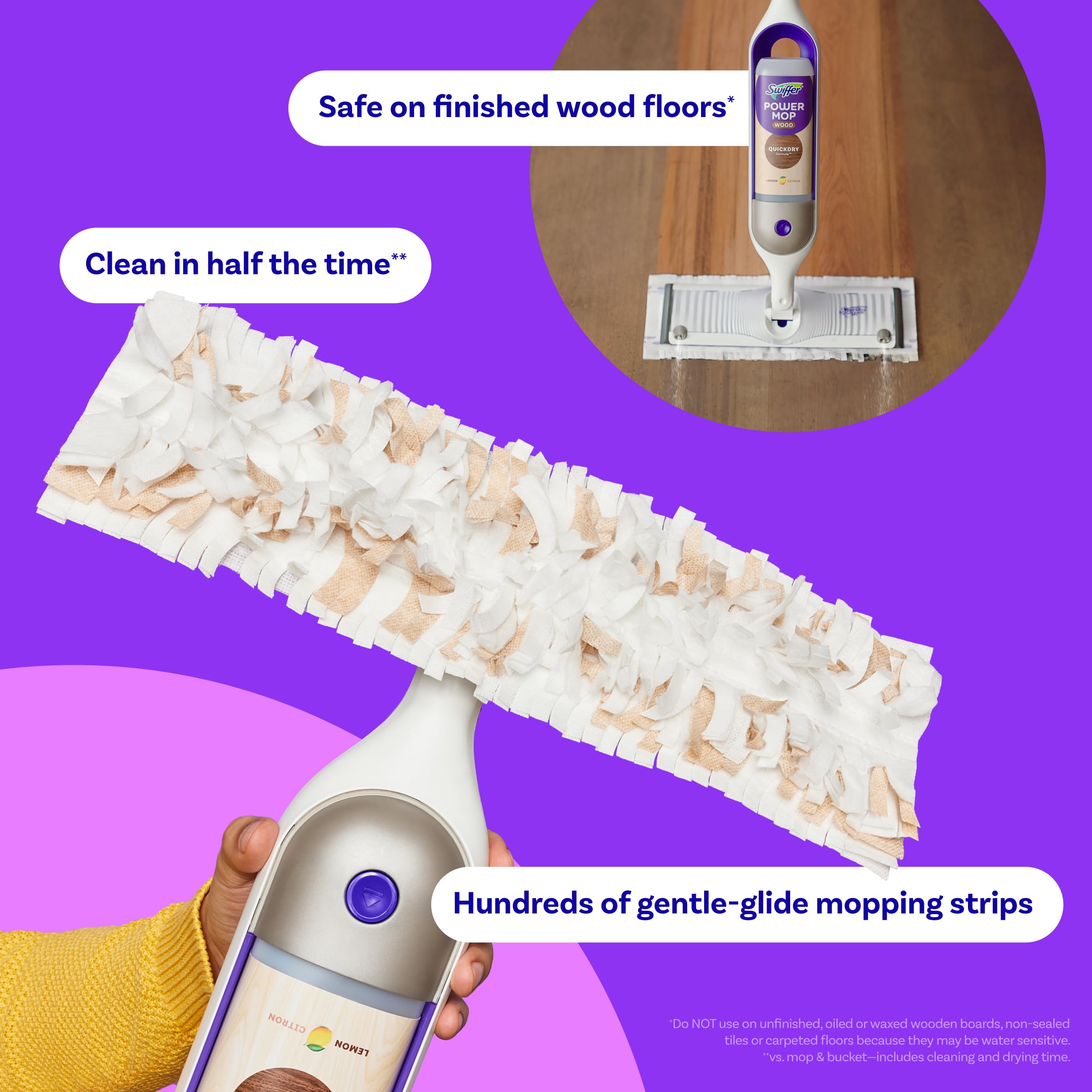 Swiffer PowerMop Wood Mopping Pad Refills for Floor Cleaning, 11 Count