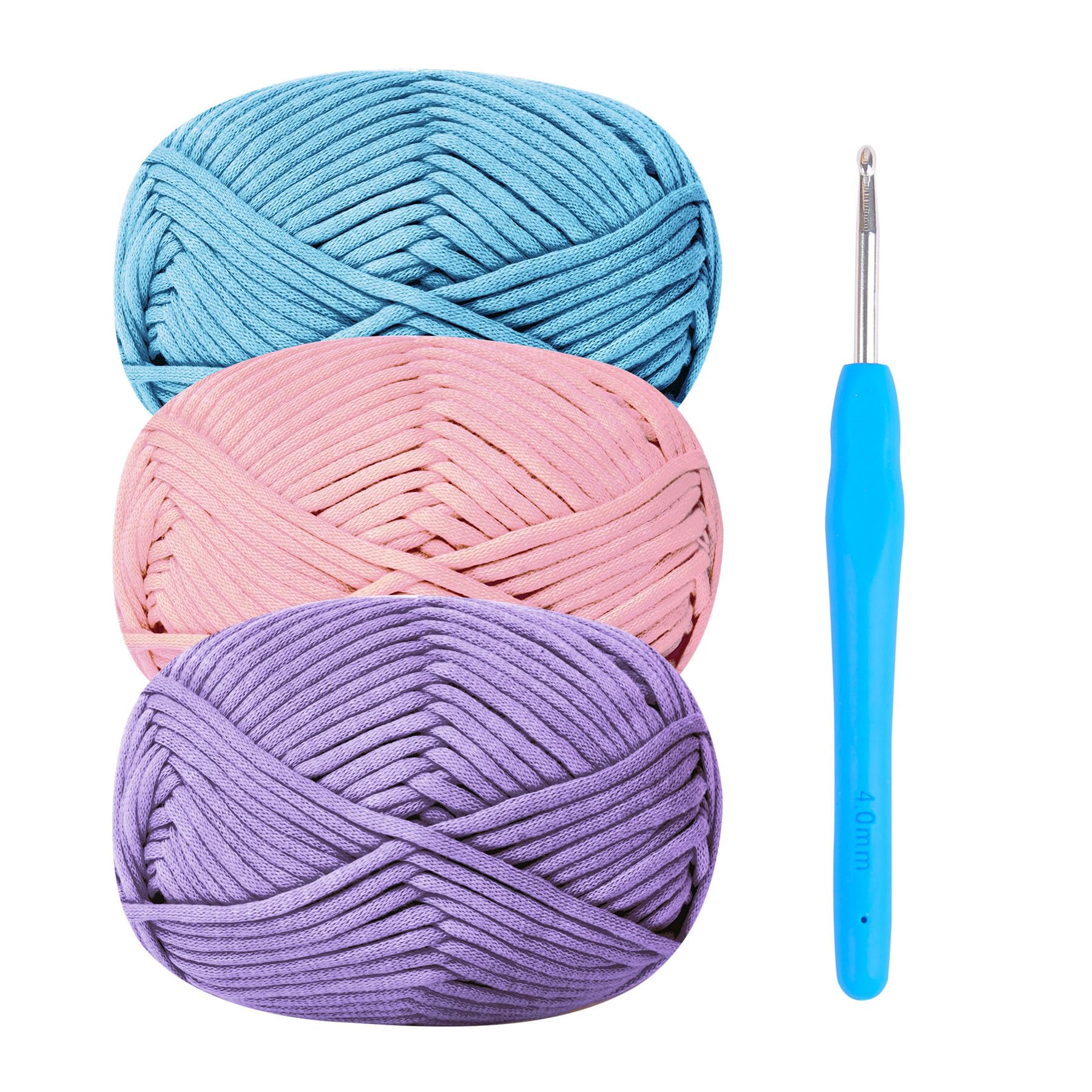 Chunky Yarn for Crochet,Cotton Yarn Thick Wool for Crochet 3x50g Crochet Yarn for Beginners Amigurumi Yarn with 4mm Crochet Hook,Easy Crochet Starter Kit (Pink)