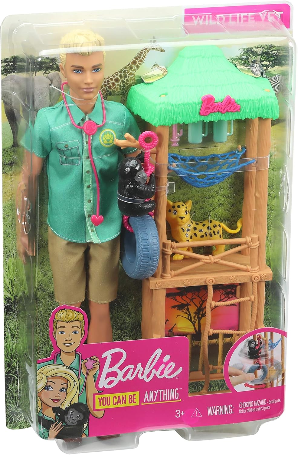 Barbie ​Ken Wildlife Vet Playset with Doll, Vet Care Station and Accessories: Toys & Games