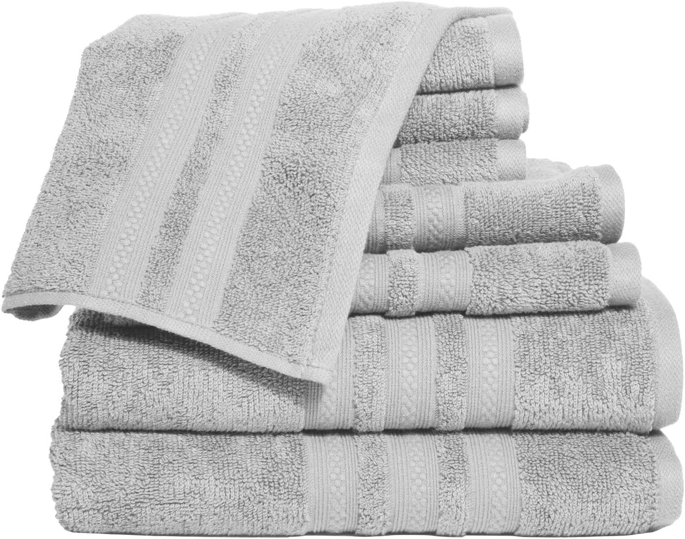 Luxury 8 Piece Bath Towel Set - Combed Cotton Hotel Quality Highly Absorbent Durable Towels | Hotel, Spa, Bathroom, Shower Towel | 2 Bath Towels | 2 Hand Towels | 4 Washcloths (8 Pc Set, Vapour): Home & Kitchen