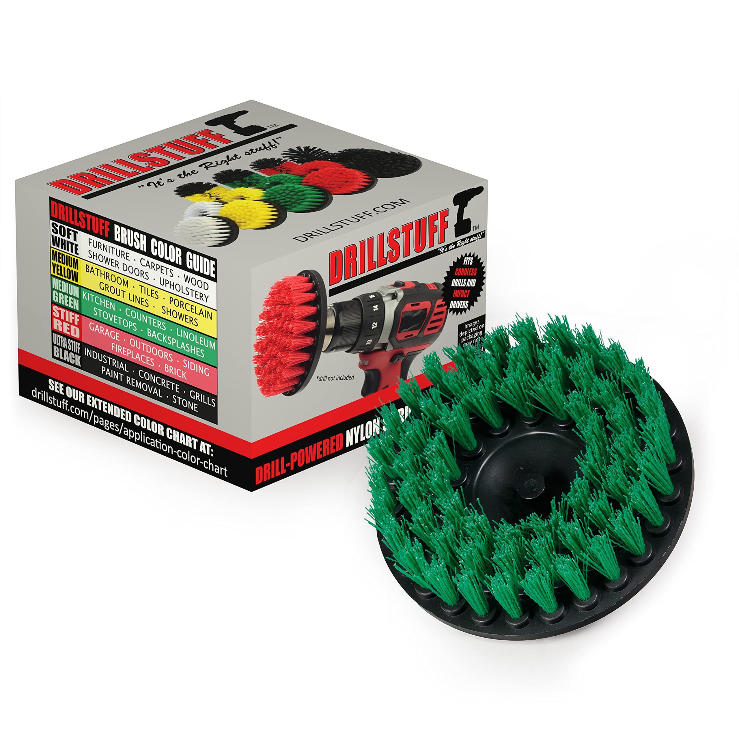 Drill Brush - Cleaning Supplies - Kitchen Accessories - Mold Remover - Grout Cleaner - Cast Iron Skillet - Dish Brush - for Tile, Counter-tops, Stove, Oven, Sink, Trash Can, Floors - Calcium - Rust