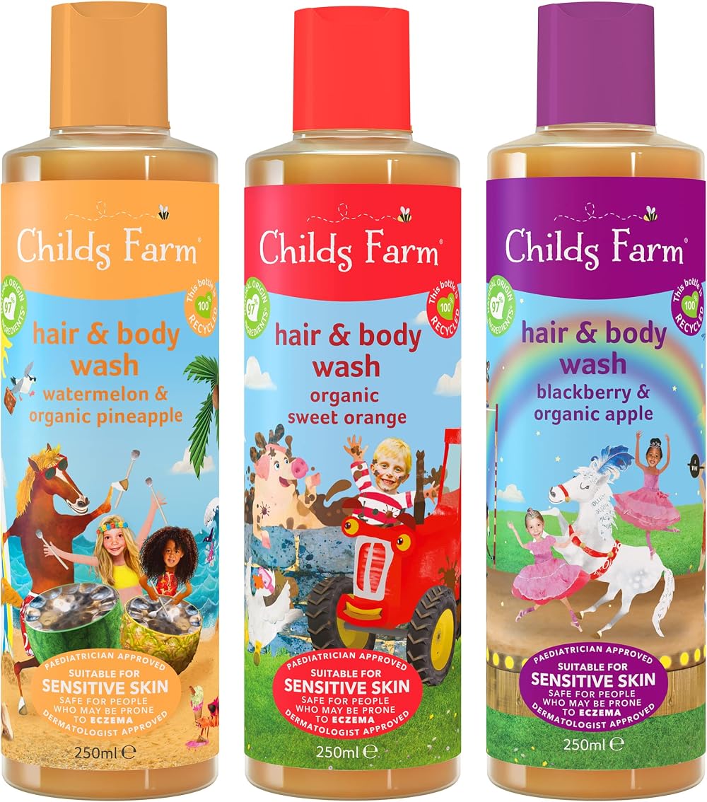 Childs Farm Kids Hair & Body Wash Trio 3 x 250ml Watermelon Pineapple Orange
