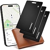 Rhinokey Apple MFi Certified Wallet Tracker Card Works with Apple Find My (iOS Only) Slim 0.07in Rechargeable IP68 Waterproof Tracker Item Finder AirTag Card with Keychain Hole for Luggage Tags Purse