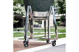 GLACENOX Grill Stand for Large Big Green Egg Accessories, Full Stainless Steel BGE Nest with Heavy Duty 3 inch PU Slient Wheels
