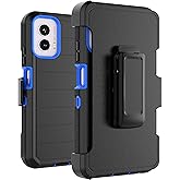 Takfox Moto G Power 5G 2024 Case, for Motorola G Power 2024 5G Belt Clip Holster Phone Case [Built-in Screen Protector] Kickstand Protective Rugged Heavy Duty Shockproof Dustproof Cover-Black/Blue