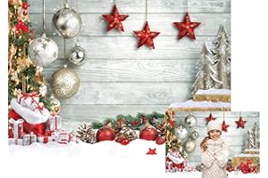 LTLYH 7x5ft Christmas Backdrop Christmas Wood Wall Snowflake Decorations Backdrop Christmas Tree Gifts Photo Background Christmas New Year Party Photography Background Studio Props165