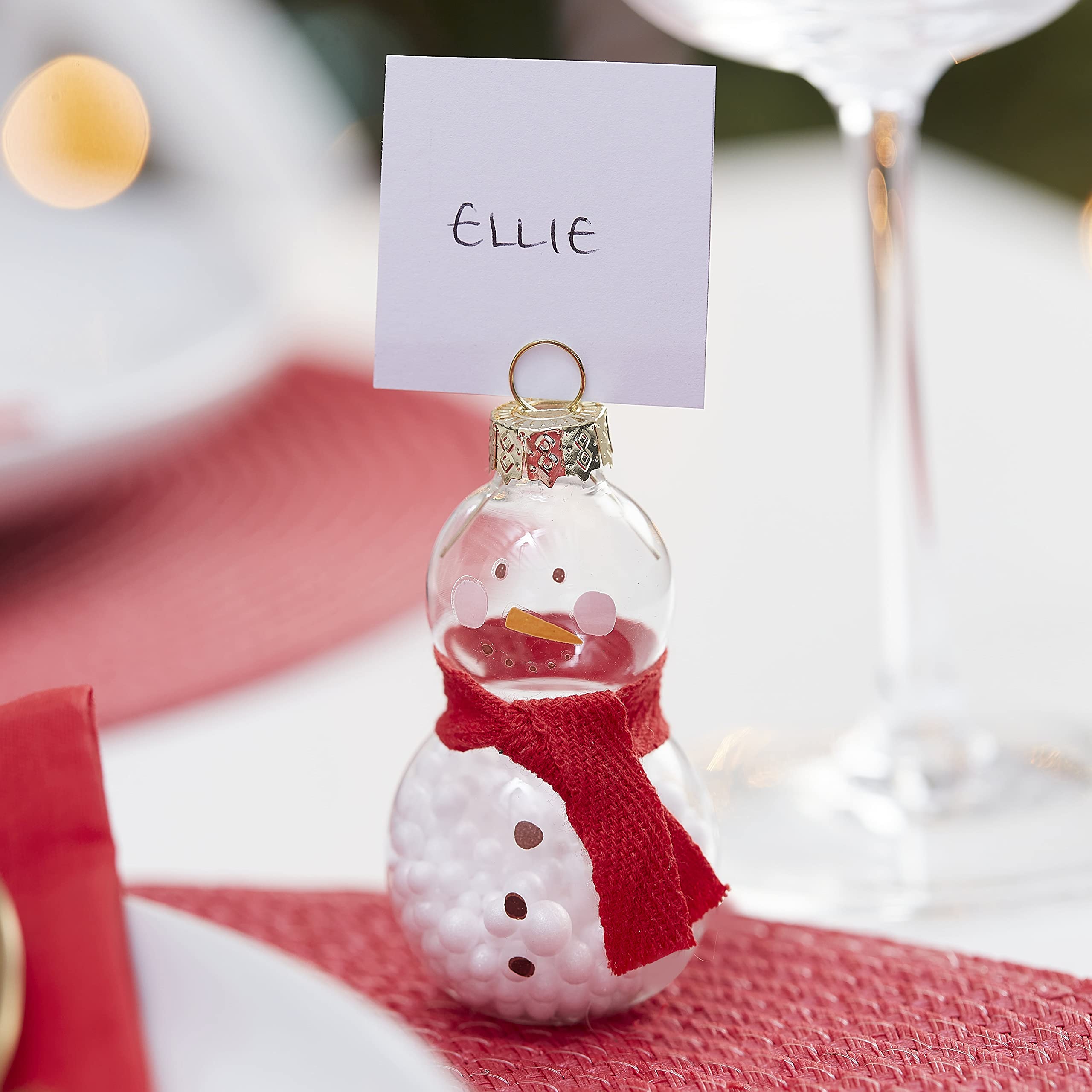 Ginger Ray Glass Snowman Christmas Place Card Holders Pack of 5