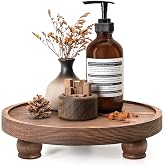 EOSAHR Display Riser for Home Decor: Pedestal Stand for Soap, Vintage Brown | Pine Wood, 10" Round Pedestal Riser, Perfume &amp; Jewelry Display, Bathroom Organizer, Vintage Room Decor, Ideal for Sink Soap