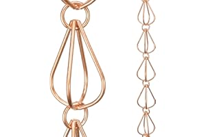 Monarch Rain Chains 29001 Pure Copper Teardrop Rain Chain, 8-1/2 Feet Length Replacement Downspout for Gutters