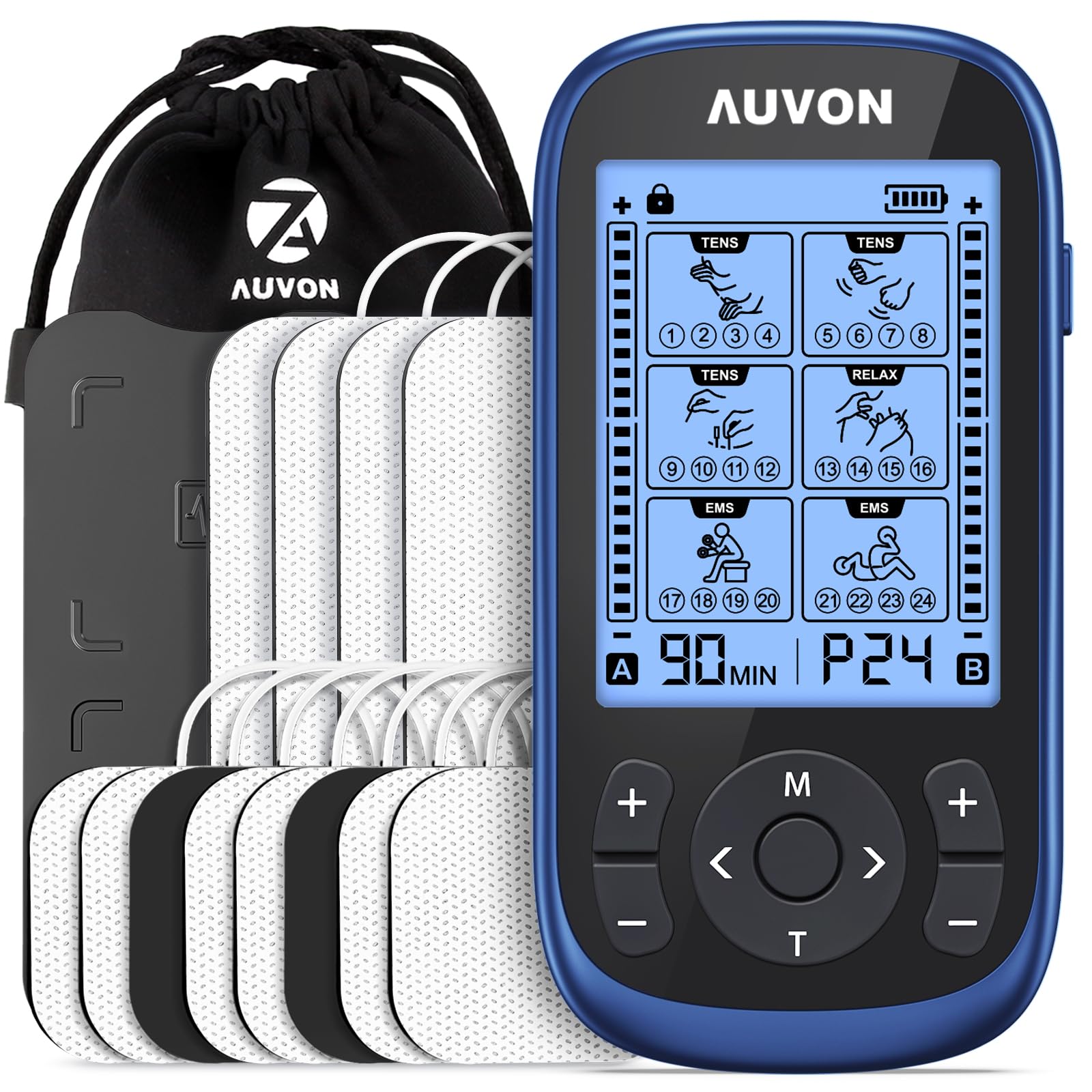 AUVON 3-in-1 TENS Unit Muscle Stimulator, EMS