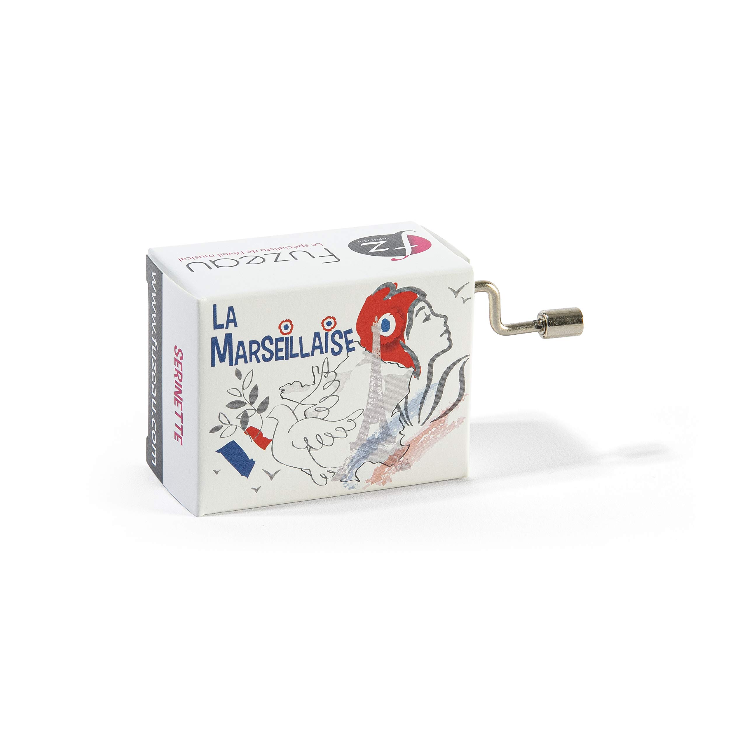 FUZEAU 78138 Serinette Music Box La Marseillaise - Popular Theme - Play Your Favorite Melody - Suitable for Ages 3 and Above, White