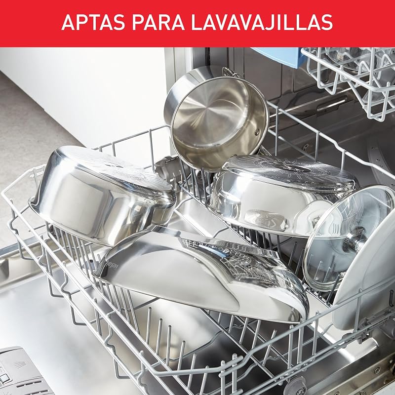 Tefal A705S9 Duetto Conjunto de 9 Peças | adequado para indução | Aço inoxidável robusto e de alta qualidade | Amigo do Ambiente | Capa do filtro | cofre para forno até 260 °C
