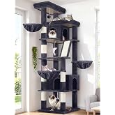 Globlazer 80in XXL Extra Large Corner Cat Tree Tower, S80G, Dark Grey | Cat Condo For Indoor Cats Large Adult &amp; Kitten, Scratching Posts &amp; Board, Cozy Caves, Widened Perches, Adjustable Baskets