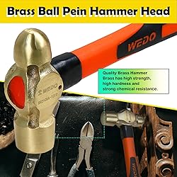 WEDO Brass Ball Peen Hammer with Fiberglass