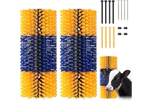 BSHOME 2PCS Livestock Scratching Brush, 17.5 x 7.8 Inch Goat Brushes for Grooming, Horse Brushes for Shedding, Livestock Brush with 8 Screws Great for Horse, Elk, Cattle, Pig, Sheep（Yellow）