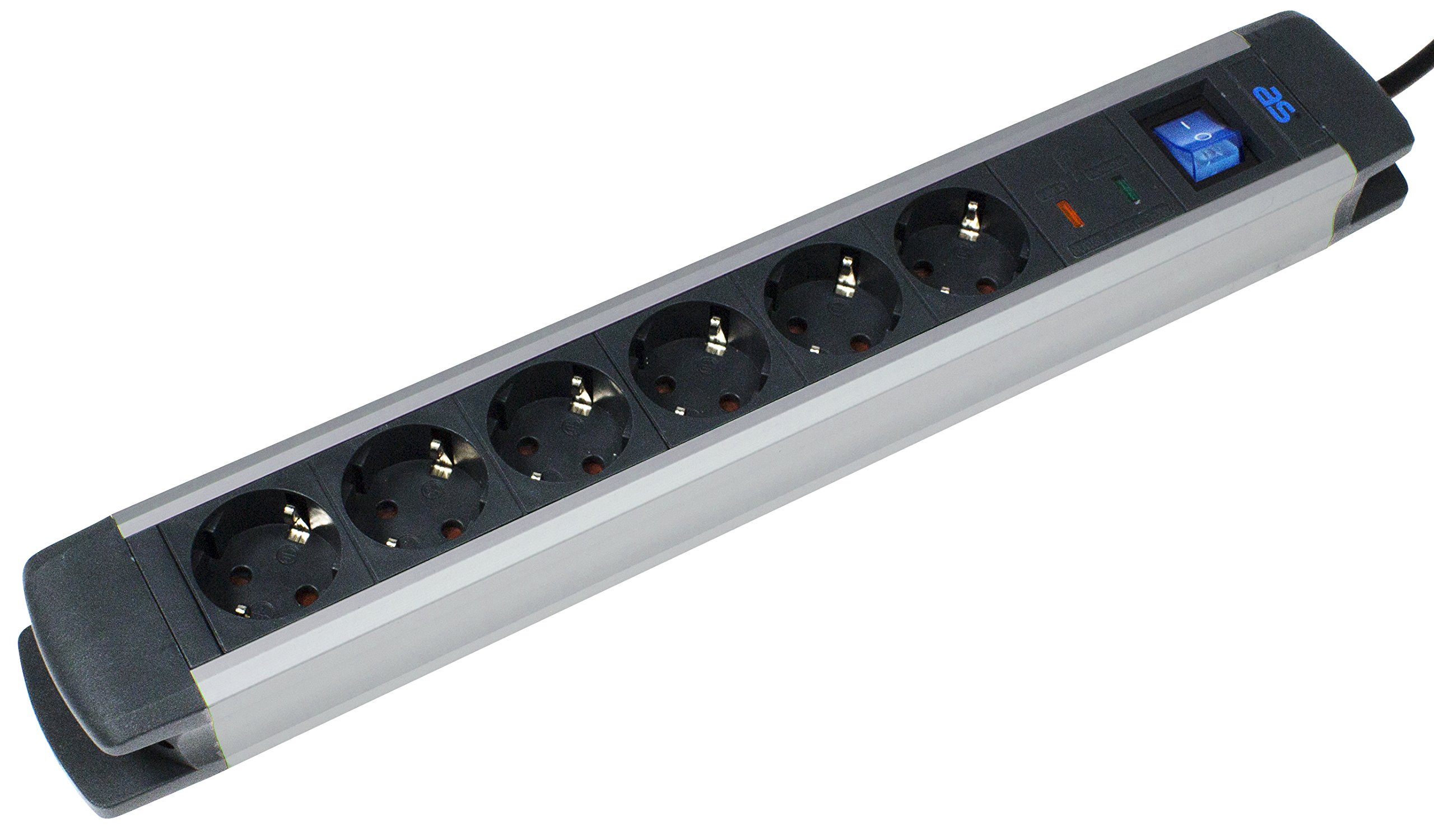 as - Schwabe Überspannungsschutz – 6-fach Steckerleiste mit erhöhtem Berührungsschutz – Steckdosenleiste mit Schalter – Mehrfachsteckdose für den Innenbereich mit Schutzkontaktstecker I 18366