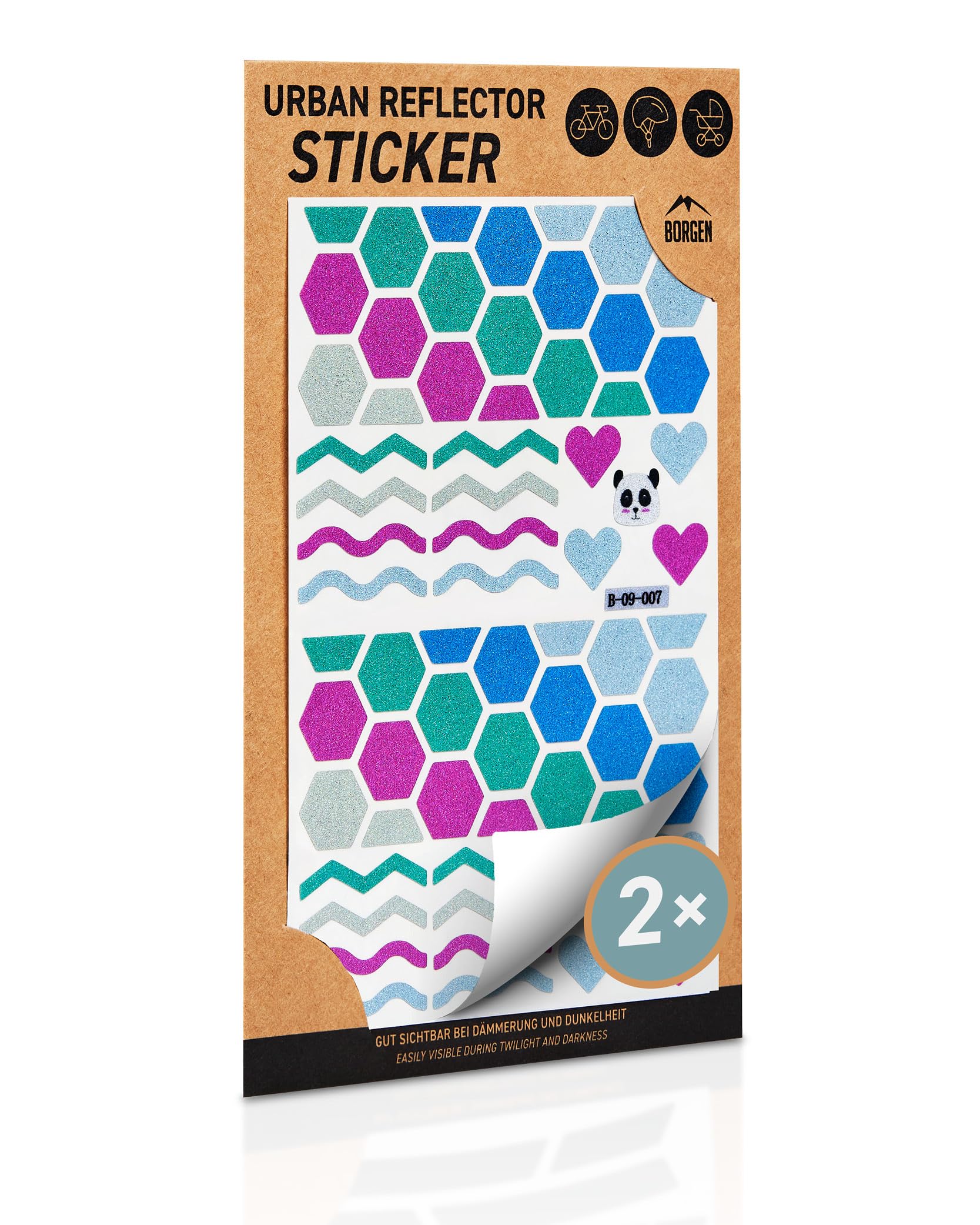 Borgen Reflector Sticker Sticker Set of 2 - For bike, rims, helmet - Reflective Sticker Set for darkness, school - Reflectors Bike Stickers